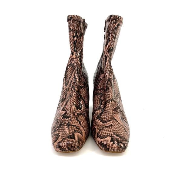 Steve Madden Harli Snakeskin Print Block Heel Boots Womens Sz 7 Brown Black - Picture 5 of 8